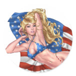 American Flag Bikini Pinup Girl by Al Rio Stickers