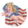 American Flag Bikini Pinup Girl by Al Rio Sticker
