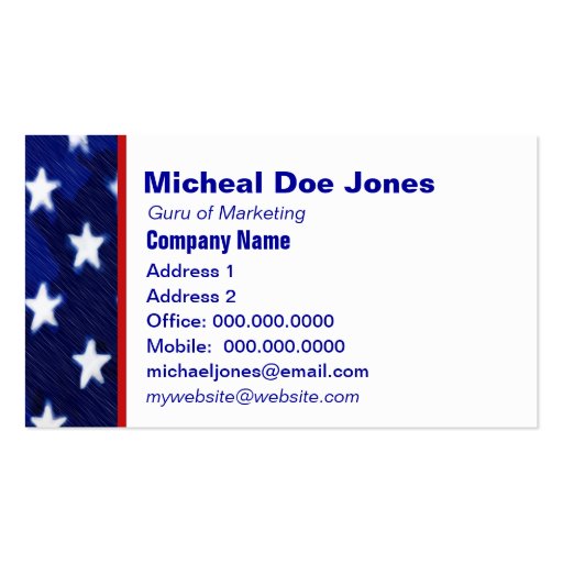 American Flag Business Card (back side)