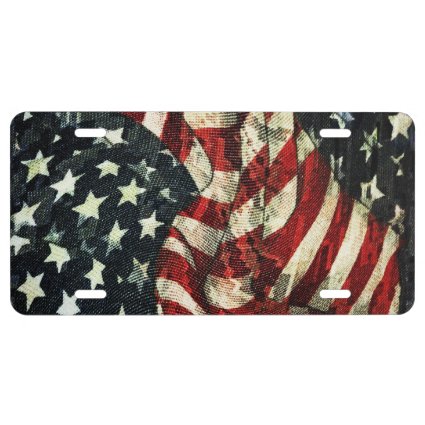 American Flag-Camouflage License Plate