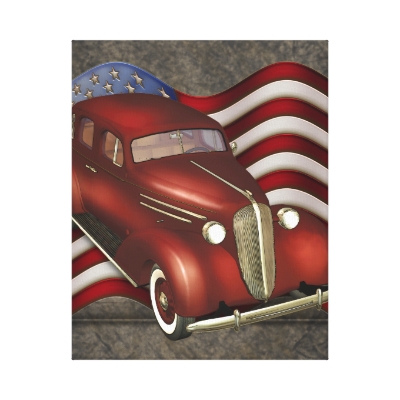 American Flag Classic Car Wall Canvas by AngelMist