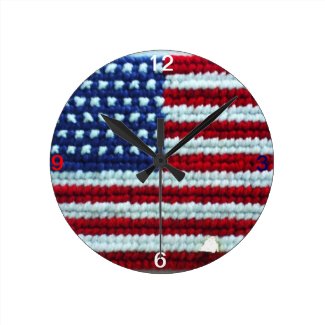 American Flag Cross Stitched Clock