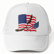 American Flag Eagle Soaring Baseball Hat by MistaSCARY American Flag Eagle Soaring Baseball Hat
