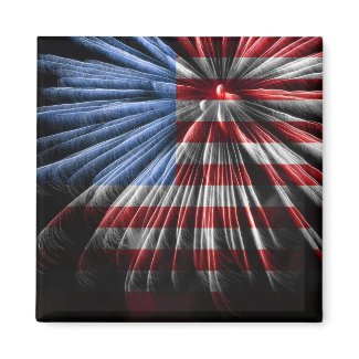 American Flag Fireworks magnet