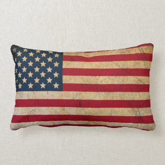 American Flag Grunge Style Lumbar Throw Pillow