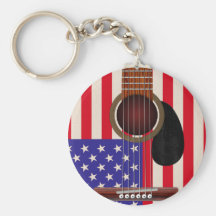 American Flag Guitar Key Chain