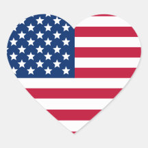 American Flag Heart Stickers