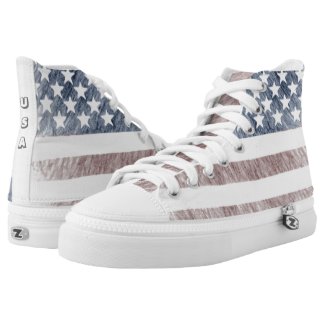 American flag high tops printed shoes