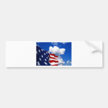 American Flag in blue skies Bumper Stickers