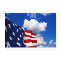 American Flag in blue skies postcards