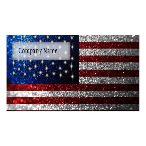 American Flag in Glitter Business Card Templates (back side)