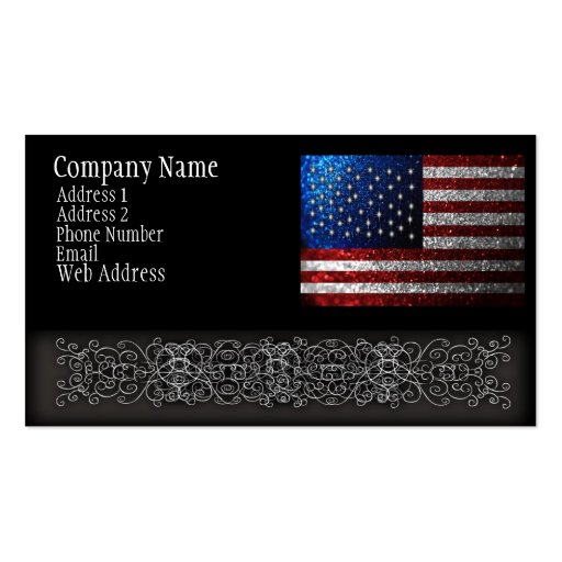 American Flag in Glitter Business Card Templates