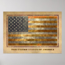 American Flag In Gold Leaf Posters