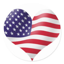 American Flag in heart shape Sticker