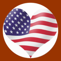 American Flag in heart shape stickers