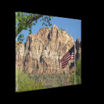 American Flag in Zion National Park Canvas Print