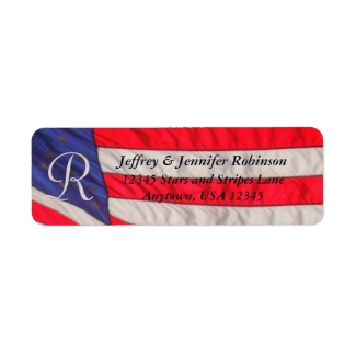 American Flag Name and Address Label Monogram