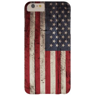 American Flag on Old Wood Grain Barely There iPhone 6 Plus Case