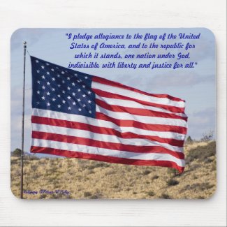 American Flag Over High Desert Mouse Pad