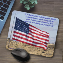 American Flag Over High Desert Mouse Pad