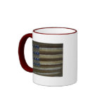 AMERICAN FLAG PAINTED ON RUSTY TIN MUG