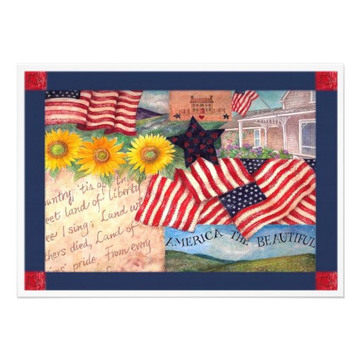 AMERICAN FLAG PATRIOTIC CUSTOM INVITE (front side)