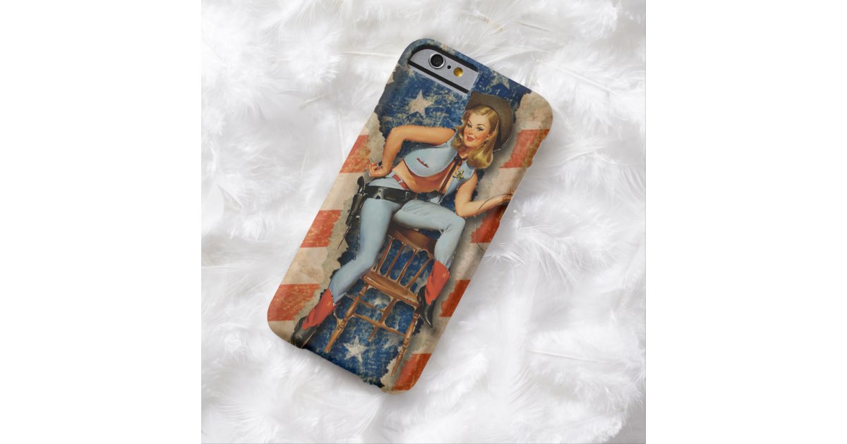 American Flag Patriotic Pinup Cowgirl Iphone 6 Cas Barely There Iphone 1691