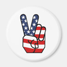 American Flag Peace Hand Refrigerator Magnet