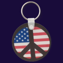 American Flag Peace Sign Keychain