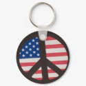 American Flag Peace Sign Keychain by ChubbyCatGalleries American Flag Peace Sign Keychain