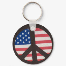 American Flag Peace Sign Keychain