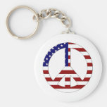 American Flag Peace sign USA Key Chain