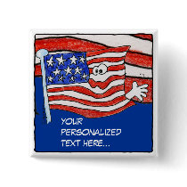 American Flag Personalized Pin /Button by zooogle American Flag Personalized Pin /Button