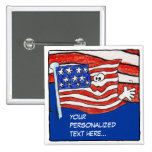 American Flag Personalized Pin /Button buttons