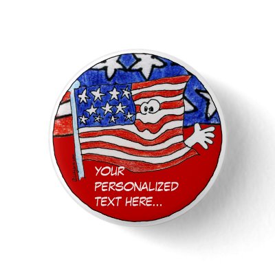American Flag Personalized Pin /Round Button by zooogle