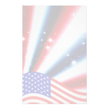 american flag pride sparkle burst personalized stationery