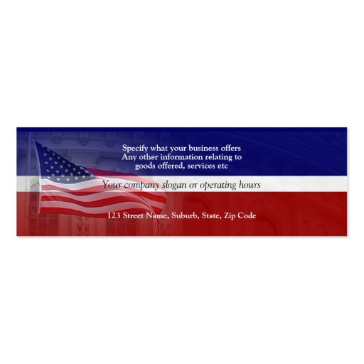 American flag professional red white blue business card template (back side)