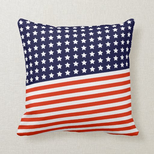 American Flag - Red, White and Blue Throw Pillow Zazzle