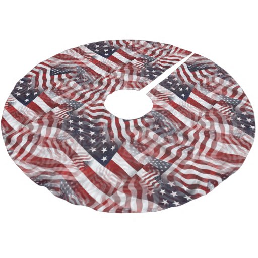 American Flag Red White Blue Stripes Stars Pattern Brushed Polyester Tree Skirt | Zazzle