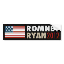 American Flag Romney-Ryan 2012 Bumper Sticker Blk bumper stickers