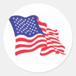 American Flag Round Stickers
