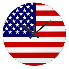 American flag round wall clock