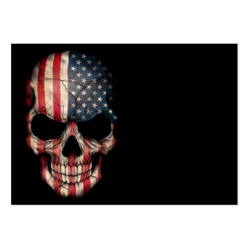 American Flag Skull on Black Business Card Template