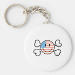 american flag smiley crossbones key chain