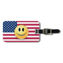 American Flag Smiley Face Custom Luggage Tag luggage tags