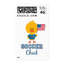 American Flag Soccer Chick Stamp stamps
