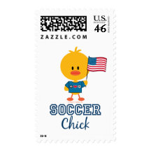 American Flag Soccer Chick Stamp