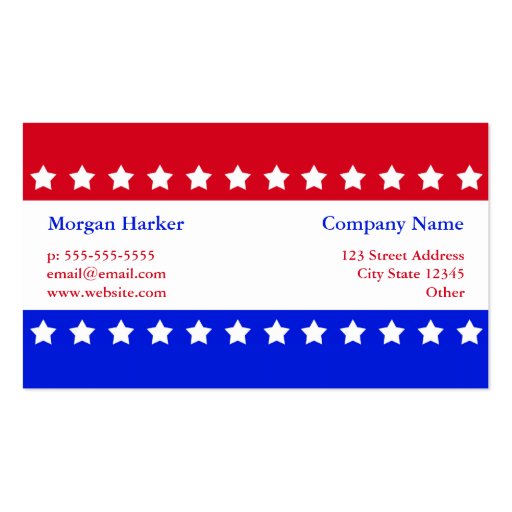 American Flag Stars Red White Blue Business Business Card Template