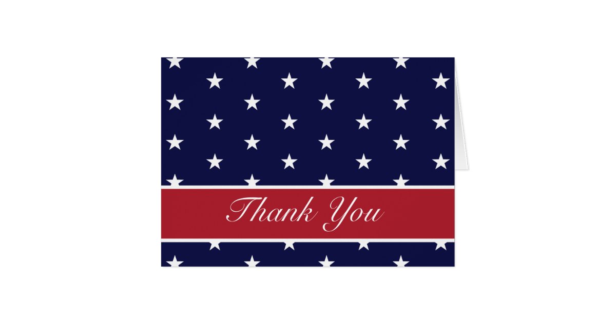 American Flag Stars Thank You Note Card Zazzle