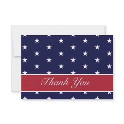 American Flag Stars Thank You Note Cards Personalized Invite by WindyCityStationery